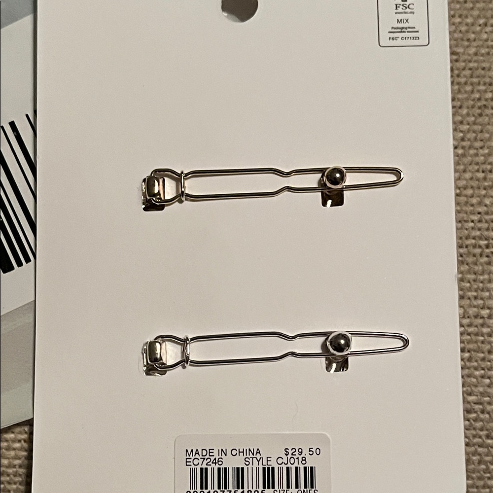 J. Crew Gold/Silver Set of Two Metal Oval Hair Clips/NWT - Picture 6 of 10
